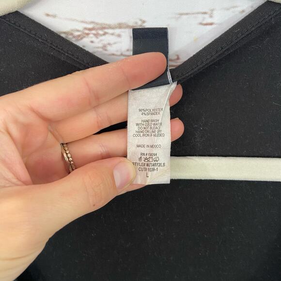 Windsor L Black Tie Up Knot Front Long Sleeve Basic Crop Top - Picture 5 of 6